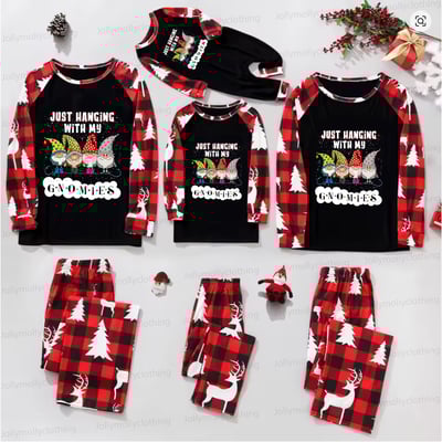 Just Hanging With My Gnomies Christmas Family Matching Pajamas